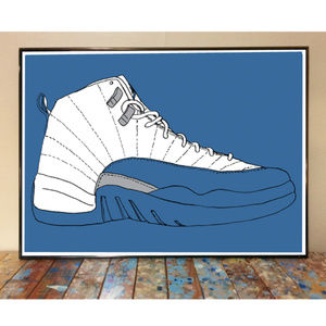 11x17 AIR JORDAN 12 FRENCH BLUE DRAWING ART PRINT